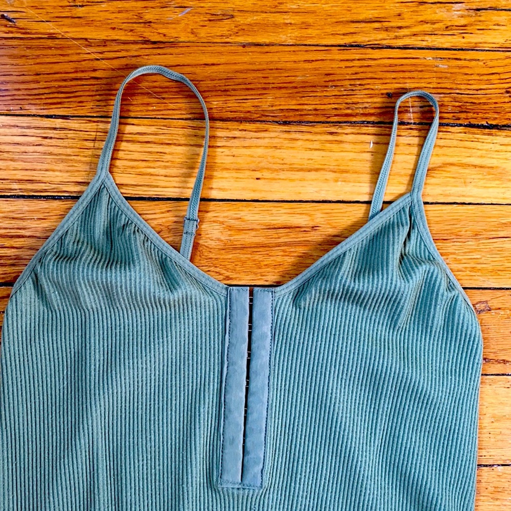 Hook and Eye Closure Ribbed Bodysuit